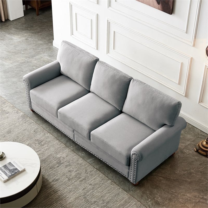 CRO Decor Linen Fabric Upholstery with Storage Sofa ((Gray)