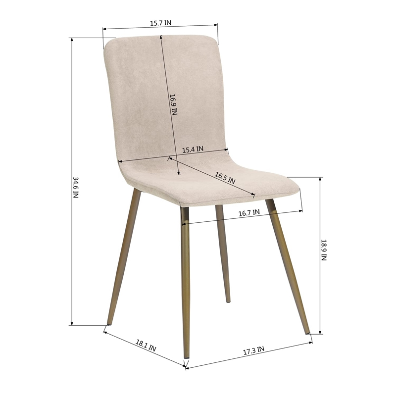 CRO Decor Mid-century modern fabric upholstered dining chairs-set of 4(Beige)