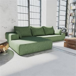 CRO Decor L-shaped Corduroy free-install fully foam-filled living room sofa