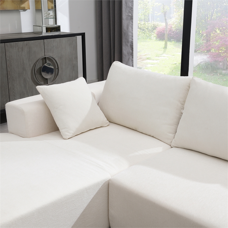 CRO Decor L-shaped Chenille free-install fully foam-filled living room sofa
