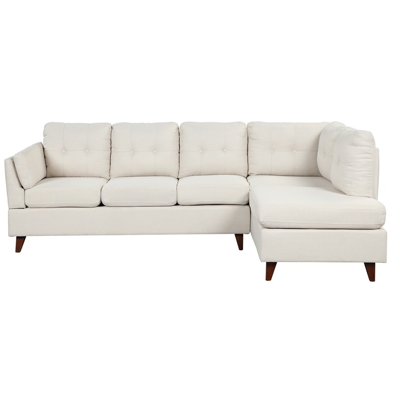 CRO Decor Modern Linen Fabric L-Shaped Sofa (Beige)