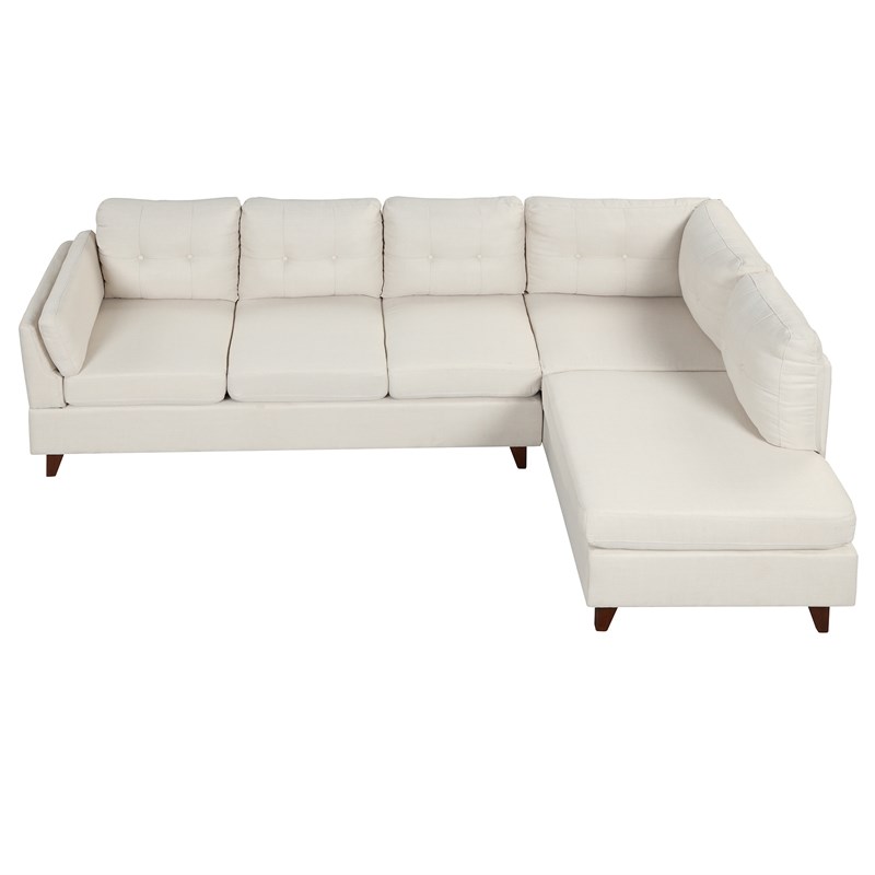CRO Decor Modern Linen Fabric L-Shaped Sofa (Beige)