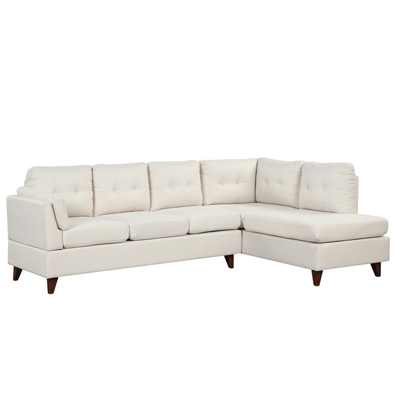 CRO Decor Modern Linen Fabric L-Shaped Sofa (Beige)