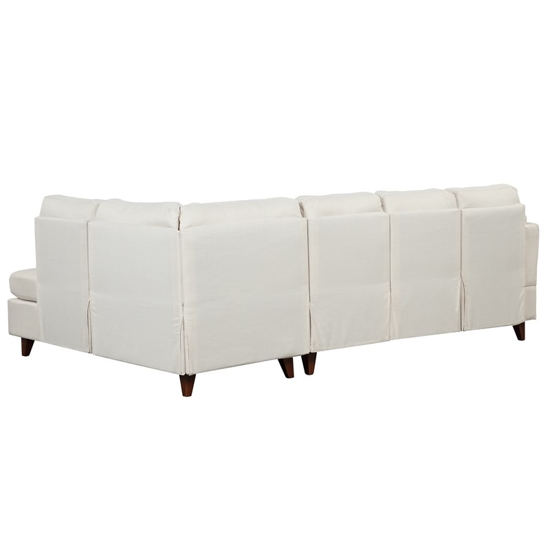 CRO Decor Modern Linen Fabric L-Shaped Sofa (Beige)