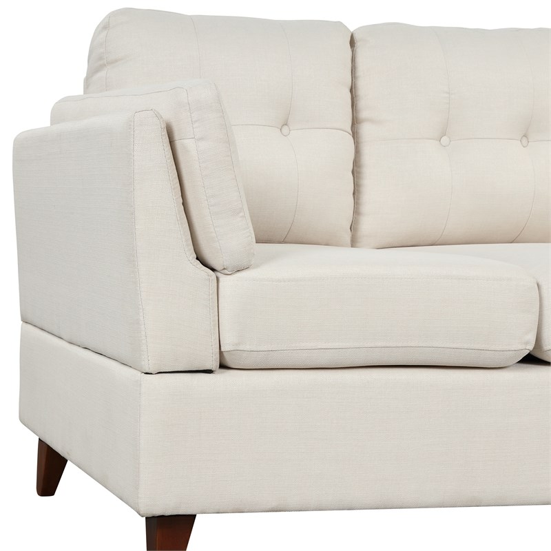 CRO Decor Modern Linen Fabric L-Shaped Sofa (Beige)