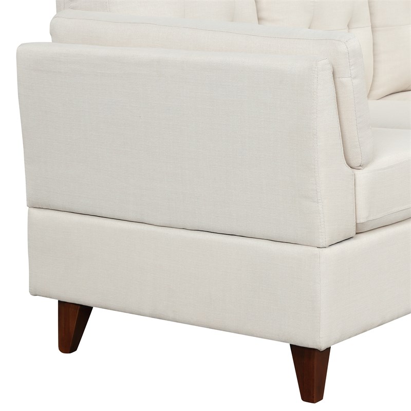 CRO Decor Modern Linen Fabric L-Shaped Sofa (Beige)