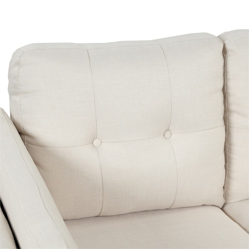 CRO Decor Modern Linen Fabric L-Shaped Sofa (Beige)