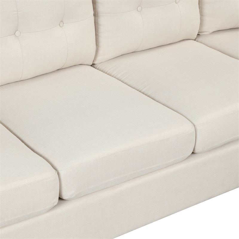 CRO Decor Modern Linen Fabric L-Shaped Sofa (Beige)