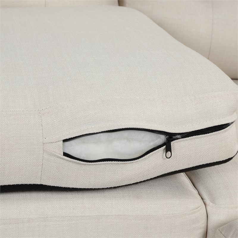 CRO Decor Modern Linen Fabric L-Shaped Sofa (Beige)