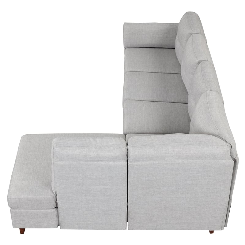 CRO Decor Modern Linen Fabric L-Shaped Sofa (Grey)