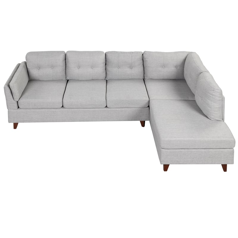 CRO Decor Modern Linen Fabric L-Shaped Sofa (Grey)