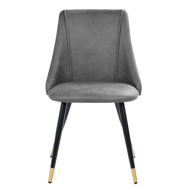 CRO Decor Gray Side Chair Faux Leather Dining Chair (2-piece set)