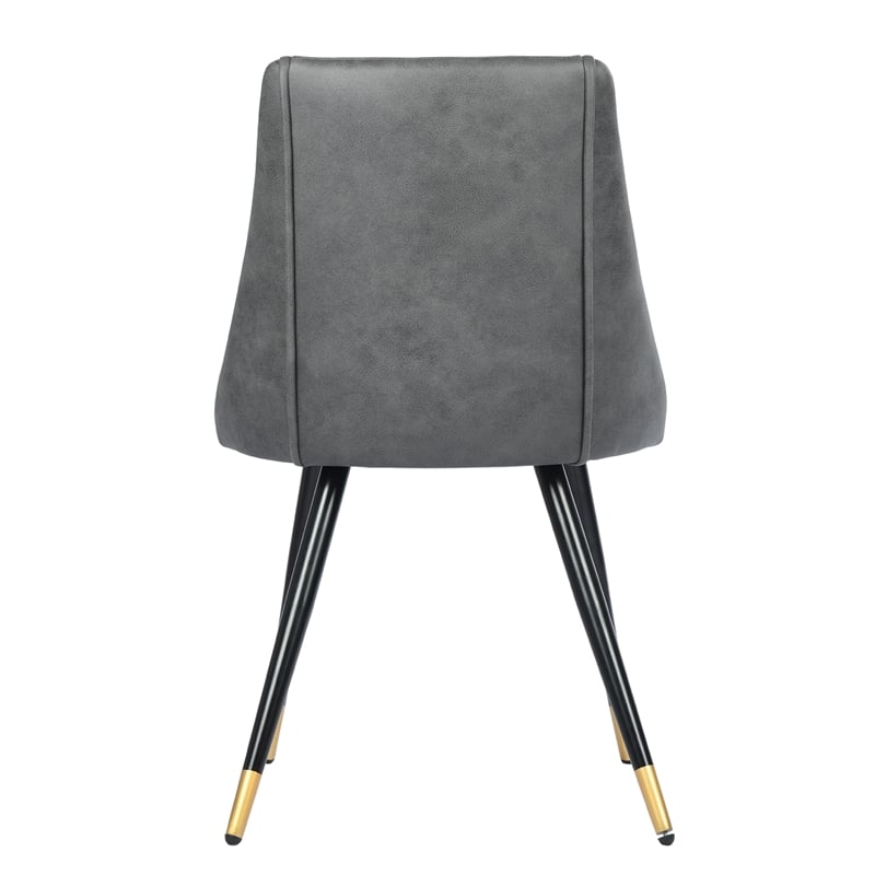 CRO Decor Gray Side Chair Faux Leather Dining Chair (2-piece set)
