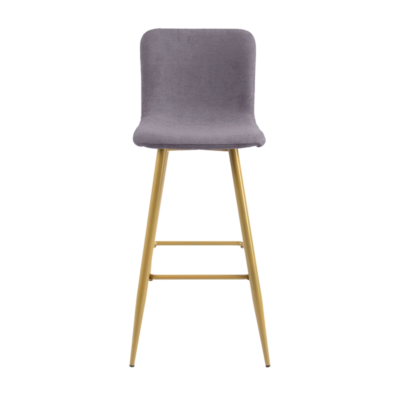 CRO Decor Gray Upholstered Bar Stool with Backrest (Set of 2)