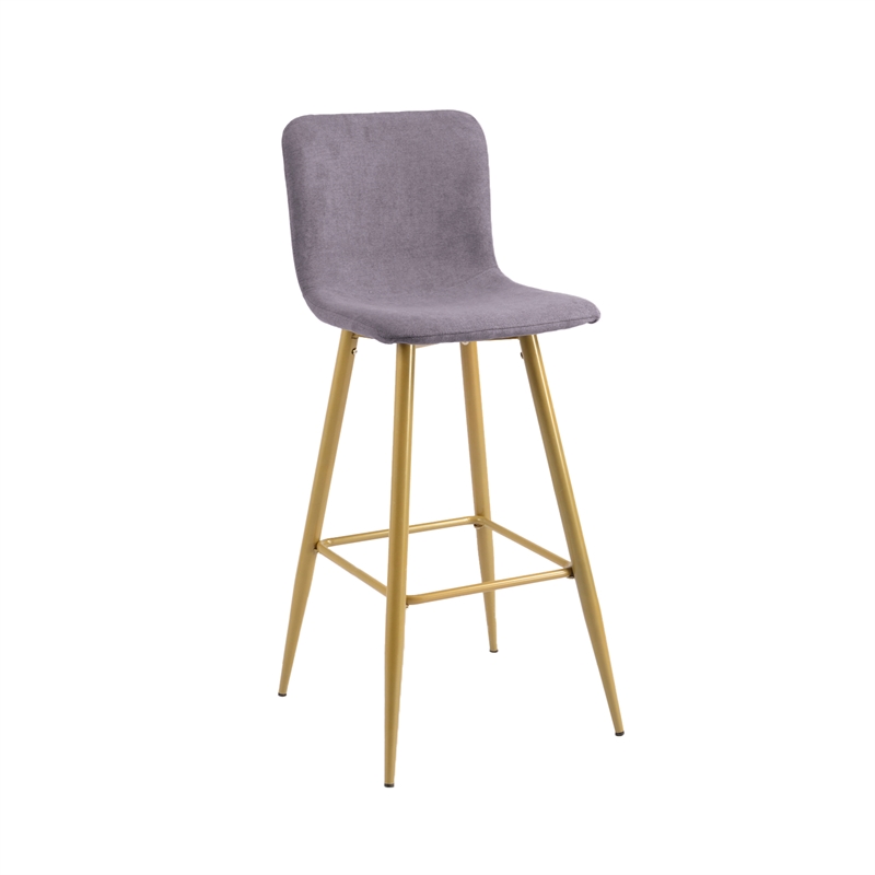 CRO Decor Gray Upholstered Bar Stool with Backrest (Set of 2)