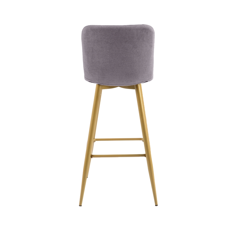 CRO Decor Gray Upholstered Bar Stool with Backrest (Set of 2)