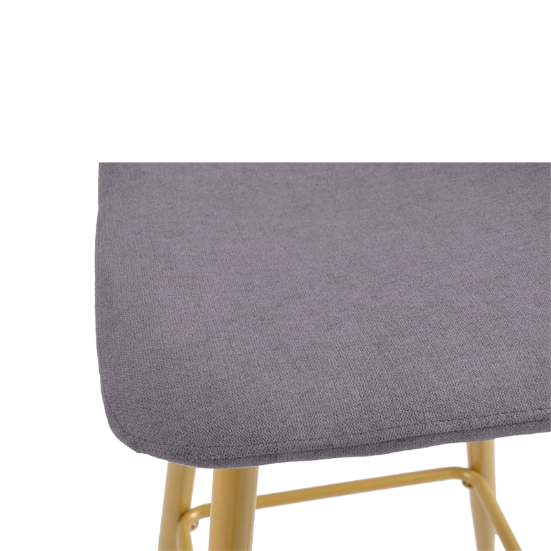CRO Decor Gray Upholstered Bar Stool with Backrest (Set of 2)