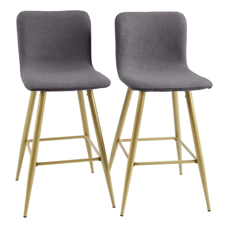CRO Decor Gray Upholstered Bar Stool with Backrest (Set of 2)