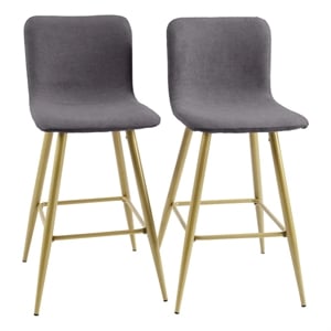 CRO Decor Gray Upholstered Bar Stool with Backrest (Set of 2)