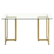 CRO Decor rectangular clear tempered glass table top with gold finish iron frame