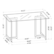 CRO Decor rectangular clear tempered glass table top with gold finish iron frame