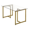 CRO Decor rectangular clear tempered glass table top with gold finish iron frame