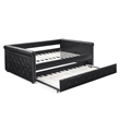 CRO Decor Black Armrest Button Tufted Sofa Bed Frame
