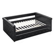 CRO Decor Black Armrest Button Tufted Sofa Bed Frame