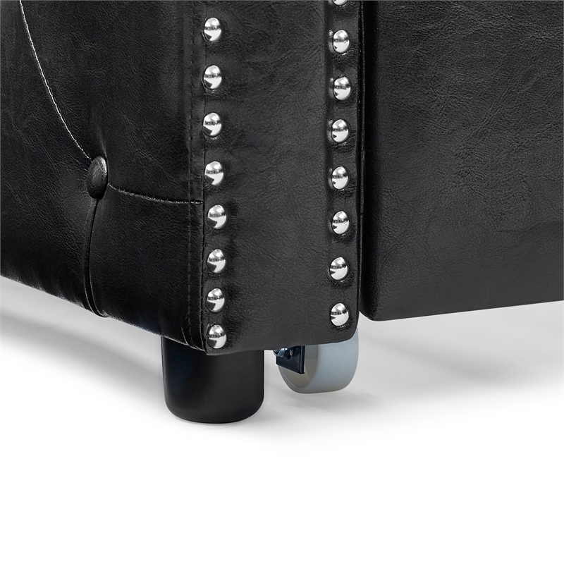 CRO Decor Black Armrest Button Tufted Sofa Bed Frame