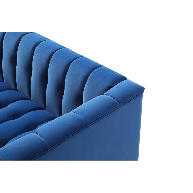 CRO Decor Modern Blue 2 Seater Velvet Sofa