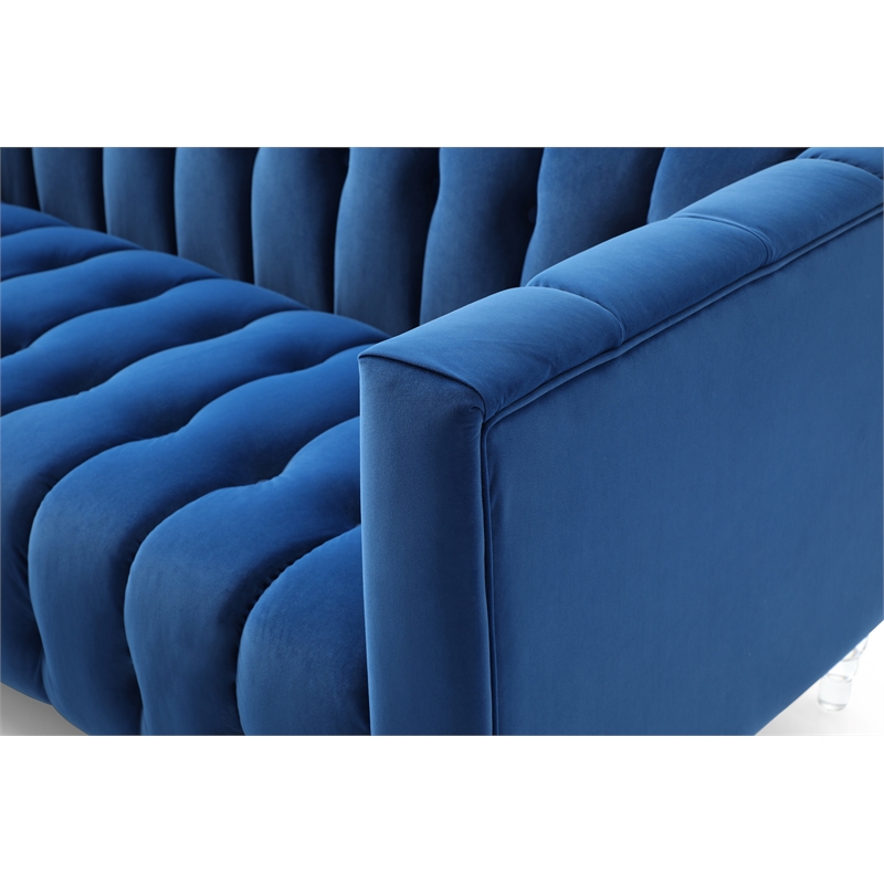 CRO Decor Modern Blue 2 Seater Velvet Sofa