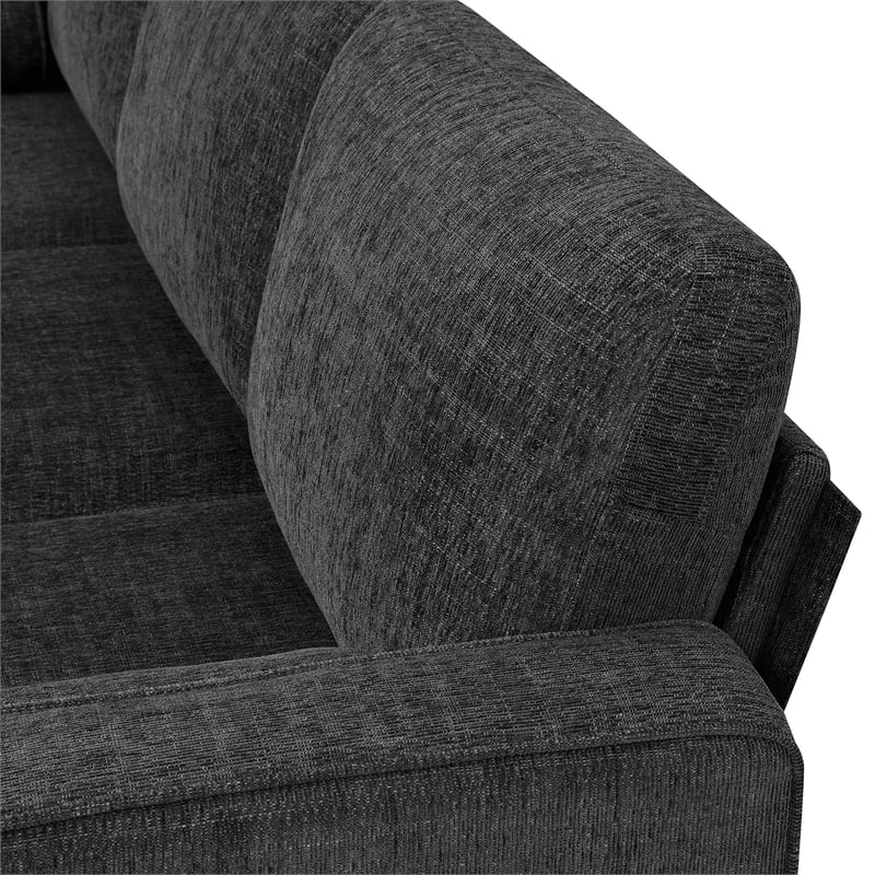 CRO Decor 86-inch modern chenille fabric L-shaped 3-seater sofa(DARK GREY)
