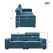 CRO Decor Velvet Adjustable Headrest Double Sofa (Light Blue)