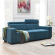CRO Decor Velvet Adjustable Headrest Double Sofa (Light Blue)
