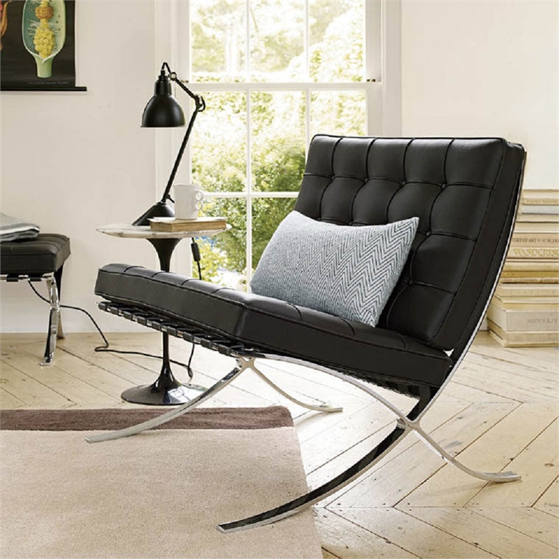 CRO decorative lounge chair 2-piece set, 1 chair and 1 footstool. (Black)