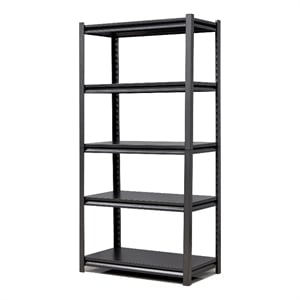 CRO Decor Modern 63&quot Metal Shelving Unit with 5 Tiers Adjustable in Black