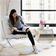 CRO Decor Mid Century Modern Leather White Recliner Chair