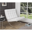 CRO Decor Mid Century Modern Leather White Recliner Chair
