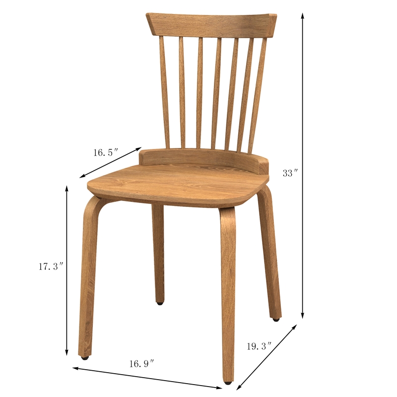 CRO Decor walnut color plywood dining chair/Windsor chair/bar chair (set of 2)