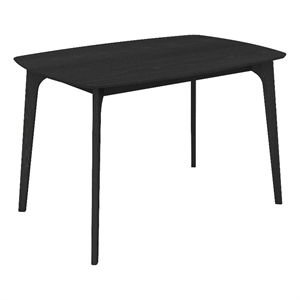 CRO Decor black plywood dining table with curved corners and wood grain desktop