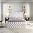 CRO Decor Upholstered Metal & Velvet King Size Chesterfield Bed in White
