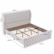 CRO Decor Upholstered Metal & Velvet King Size Chesterfield Bed in White