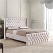 CRO Decor Upholstered Metal & Velvet King Size Chesterfield Bed in White