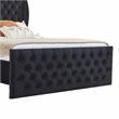 CRO Decor Upholstered Metal & Velvet King Size Chesterfield Bed in Black