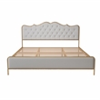 Light Gray -  King Size Metal Frame Solid Wood Ribs & Foam Upholstery