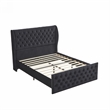 Upholstered Wingback Velvet Fabric Chesterfield Bed/Button Tufted Headboard