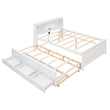 CRO Decor Full Size Platform Bed with Storage Headboard White