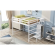 Full Size Loft Bed with Built-in Storage Wardrobe and Staircase