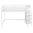 Full Size Loft Bed with Built-in Storage Wardrobe and Staircase