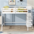 Full Size Loft Bed with Built-in Storage Wardrobe and Staircase